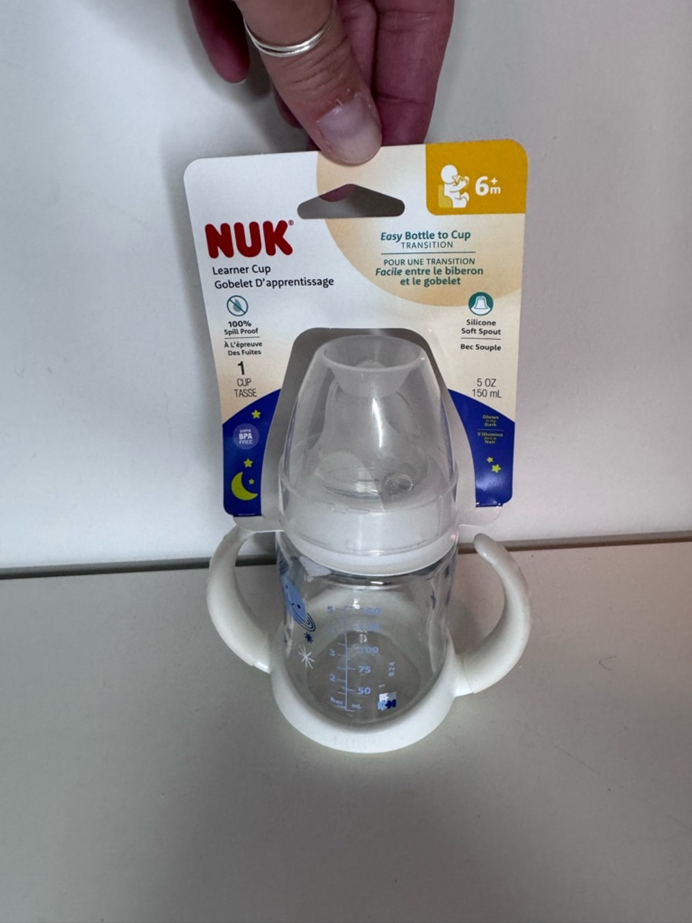 NUK White Learner Cup with Handles - 5 oz Transition Bottle
